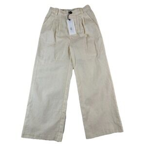 NWT A Loves A Linen Cotton Blend Wide Leg Trouser Pants Oat Big‎ Girls Medium